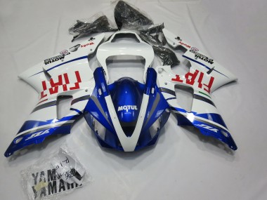 Shop 2000-2001 Yamaha R1 Motorcycle Fairings - White Blue Red Fiat Motul Canada