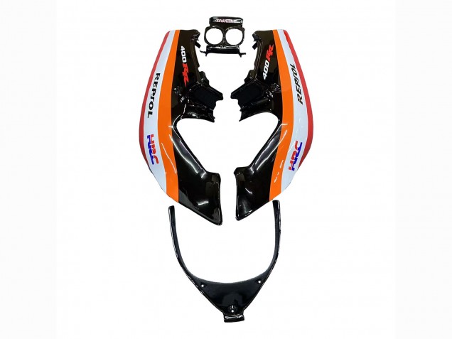 1987-1989 Honda CBR400RR NC23 Motorcycle Fairings - Orange White Red Glossy Black Repsol HRC Canada