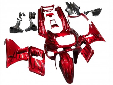 Shop 1998-2003 Kawasaki ZZR600 Motorcycle Fairings - Red with Black Flame Canada