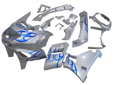 Shop 1998-2003 Kawasaki ZZR600 Motorcycle Fairings - White Blue Flame Canada