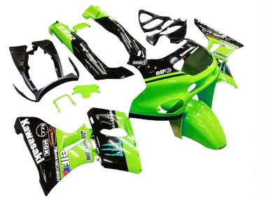 Shop 1998-2003 Kawasaki ZZR600 Motorcycle Fairings - Green Glossy Black Blue Monster Elf Touch4 Bridgestone Canada