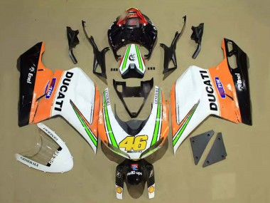 Shop 2007-2014 Ducati 848/1098/1198 Motorcycle Fairings - White Orange Green Glossy Black Tim 46 Canada