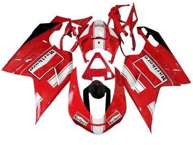 Shop 2007-2014 Ducati 848/1098/1198 Motorcycle Fairings - White Red Glossy Black Marlboro Canada