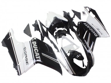 Shop 2007-2014 Ducati 848/1098/1198 Motorcycle Fairings - White Glossy Black Corse Canada