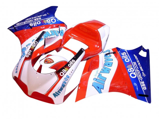 1993-2005 Ducati 748/916/996/998 Motorcycle Fairings - White Red Blue Air Waves Canada