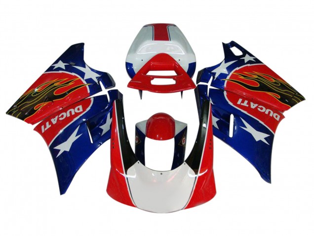 1993-2005 Ducati 748/916/996/998 Motorcycle Fairings - White Red Blue Glossy Black Flame Canada