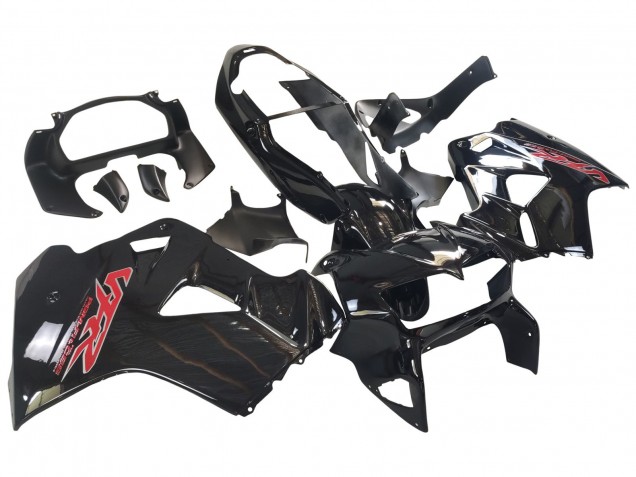 1998-2001 Honda VFR 800 Motorcycle Fairings - Glossy Black Red Decal Canada