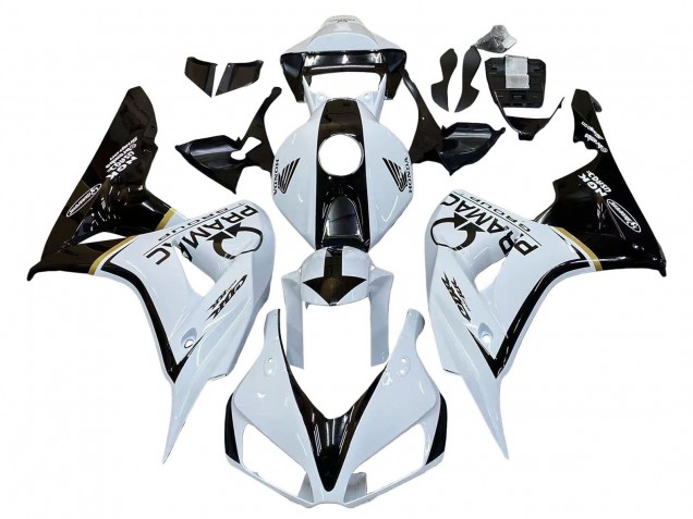 2006-2007 Honda CBR1000RR Motorcycle Fairings - White Glossy Black Pramac Canada
