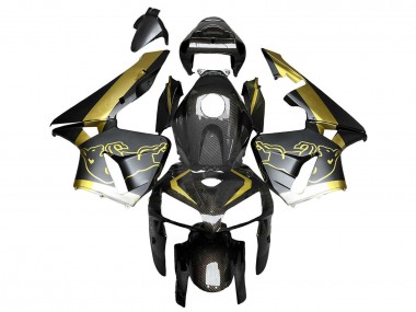 Shop 2005-2006 Honda CBR600RR Motorcycle Fairings - Black Gold Carbon Fiber Canada