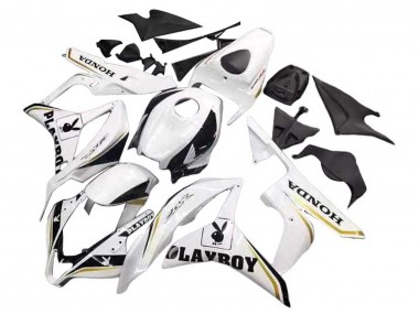 Shop 2007-2008 Honda CBR600RR Motorcycle Fairing - White Gold Glossy Black Playboy Canada