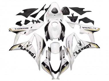 Shop 2007-2008 Honda CBR600RR Motorcycle Fairing - White Gold Glossy Black Playboy Canada