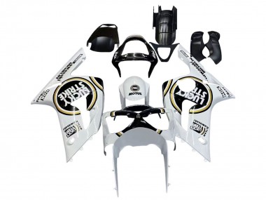 Shop 2003-2004 Kawasaki ZX6R Motorcycle Fairings - White Black Motul Lucky Strike Canada