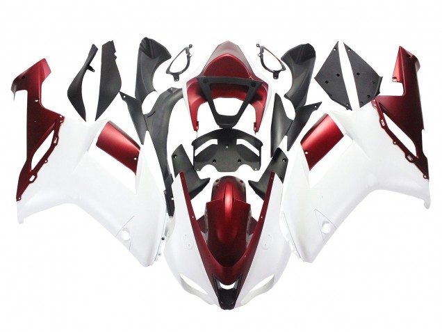 2007-2008 Kawasaki ZX6R Motorcycle Fairing - White Red Canada