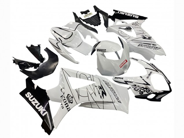2007-2008 Suzuki GSXR 1000 Motorcycle Fairings - White Black Alstare Corona Motul Canada