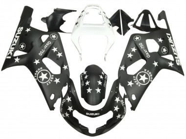 Shop 2001-2003 Suzuki GSXR 600 / GSXR 750 Motorcycle Fairings - Glossy Black White Star Canada