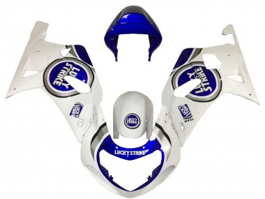 Shop 2001-2003 Suzuki GSXR 600 / GSXR 750 Motorcycle Fairings - White Blue Lucky Strike Canada