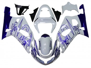 Shop 2001-2003 Suzuki GSXR 600 / GSXR 750 Motorcycle Fairings - White Blue Corona Alstare Canada
