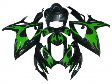 Shop 2004-2005 Suzuki GSXR 600 / GSXR 750 Motorcycle Fairings - Glossy Black Green Flame Canada