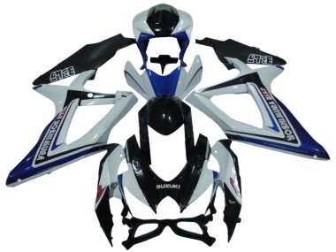 Shop 2008-2010 Suzuki GSXR 600 / GSXR 750 Motorcycle Fairings - White Blue Glossy Black Alstare Canada
