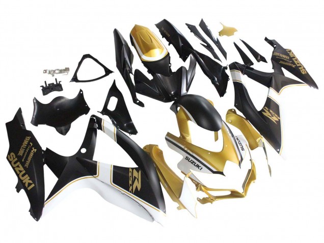 2008-2010 Suzuki GSXR 600 / GSXR 750 Motorcycle Fairings - Matte Black White Gold Canada