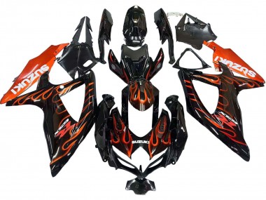 Shop 2008-2010 Suzuki GSXR 600 / GSXR 750 Motorcycle Fairings - Glossy Black Orange Flame Canada