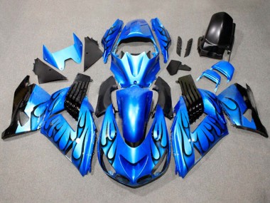Shop 2011-2024 Suzuki GSXR 600 / GSXR 750 Motorcycle Fairings - Blue Black Flame Canada