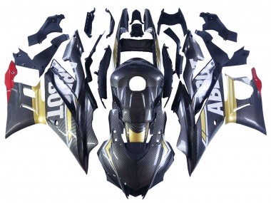 Shop 2022-2024 Yamaha YZF R3/R25 Motorcycle Fairings - Black Carbon Fiber Style Gold Red ABBOT Canada