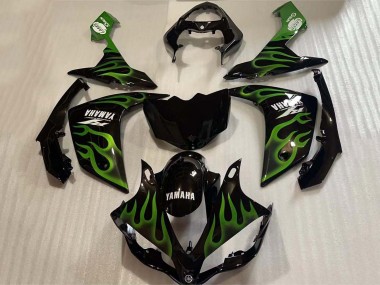 Shop 2004-2006 Yamaha YZF 1000 R1 Motorcycle Fairings - Glossy Black Green Flame White Decal Canada