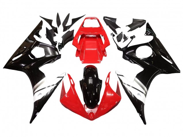 2003-2004 Yamaha YZF R6 Motorcycle Fairings - Red White Glossy Black Canada
