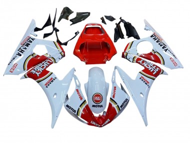 Shop 2003-2004 Yamaha YZF R6 Motorcycle Fairings - White Red Lucky Strike Motul Canada