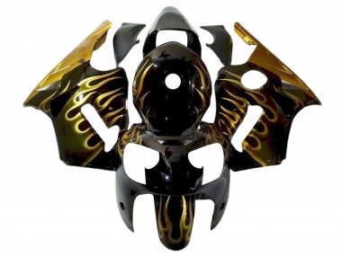 Shop 2000-2001 Kawasaki ZX12R Motorcycle Fairings - Glossy Black Gold Flame Canada