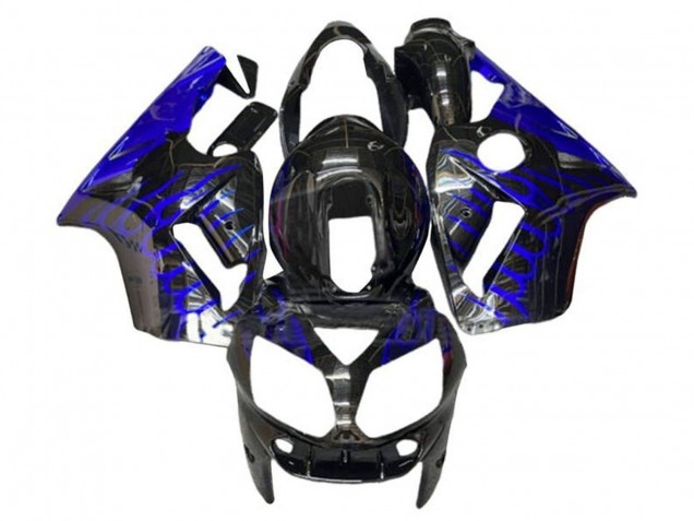 2002-2006 Kawasaki ZX12R Motorcycle Fairings - Glossy Black Blue Flame Canada