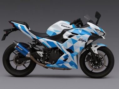 Shop 2024-2025 Kawasaki Ninja 500 EX500R Motorcycle Fairings - White Blue Geometric Canada