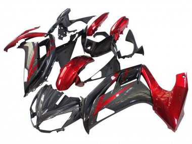Shop 2012-2016 Kawasaki Ninja 650 EX650 Motorcycle Fairings - Red Black Faux Carbon Fiber Canada
