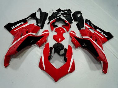 Shop 2020-2021 Ducati Panigale V4 V4S Motorcycle Fairings - Red White Glossy Black Stripe Canada