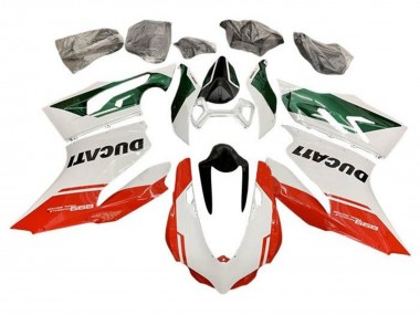 Shop 2011-2014 Ducati Panigale 899 Motorcycle Fairings - White Green Red Stripe Canada