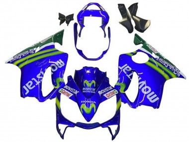 Shop 2001-2003 Honda CBR600 F4i Motorcycle Fairings - Blue Green White MoviStar Canada