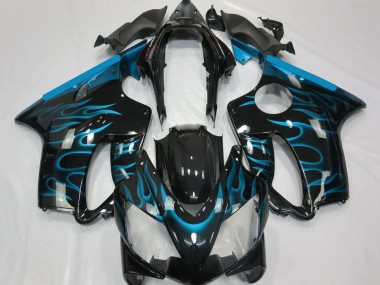 Shop 2004-2007 Honda CBR600 F4i Motorcycle Fairings - Glossy Black Light Blue Flame Canada