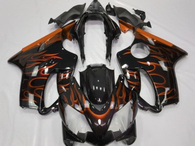 Shop 2004-2007 Honda CBR600 F4i Motorcycle Fairings - Glossy Black Orange Flame Canada