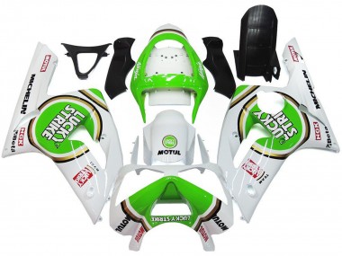 Shop 2003-2004 Kawasaki ZX6R Motorcycle Fairings - White Green Motul Lucky Strike Canada