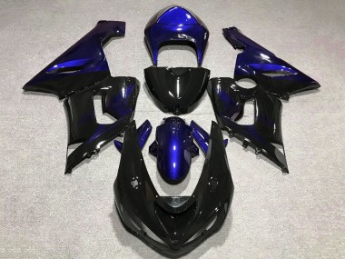 Shop 2005-2006 Kawasaki ZX6R Motorcycle Fairing - Blue Glossy Black Canada