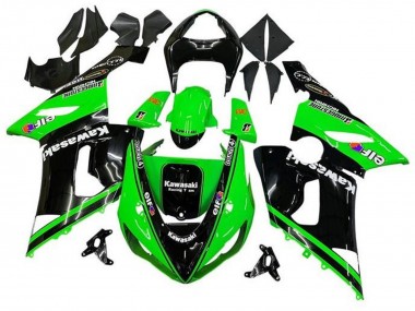 Shop 2005-2006 Kawasaki ZX6R Motorcycle Fairings - Glossy Black Green White Elf Touch4 Bridgestone Canada
