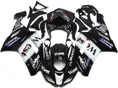 Shop 2007-2008 Kawasaki ZX6R Motorcycle Fairings - Black White West Mobil Canada