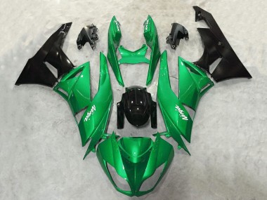 Shop 2009-2012 Kawasaki ZX6R Motorcycle Fairings - Green Glossy Black White Ninja Canada