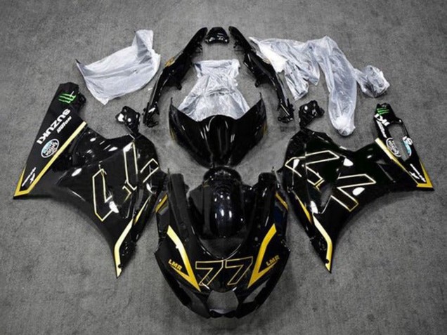 2017-2025 Suzuki GSXR1000 Motorcycle Fairings - Black Gold 77 Canada