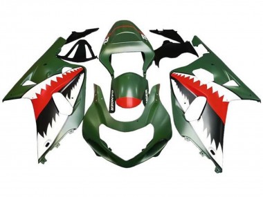 Shop 2001-2003 Suzuki GSXR 600 / GSXR 750 Motorcycle Fairings - Matte Army Green White Red Shark Canada