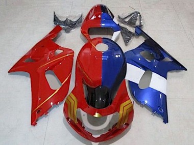 Shop 2001-2003 Suzuki GSXR 600 / GSXR 750 Motorcycle Fairings - Red Blue Split Gold Canada
