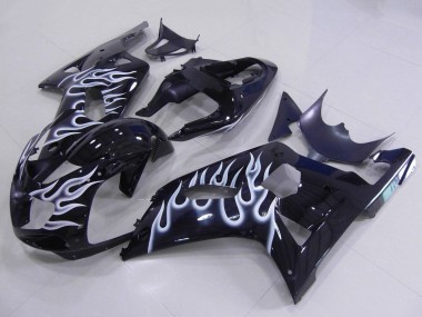 Shop 2001-2003 Suzuki GSXR 600 / GSXR 750 Motorcycle Fairings - Glossy Black White Flame Canada