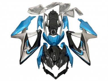 Shop 2008-2010 Suzuki GSXR 600 / GSXR 750 Motorcycle Fairings - Light Blue Silver Glossy Black Canada