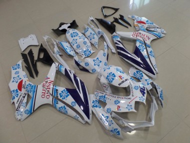 Shop 2008-2010 Suzuki GSXR 600 / GSXR 750 Motorcycle Fairings - White Blue Flower Red Nastro Azzurro Canada